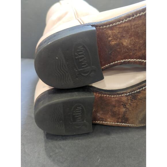 Justin Womens Size 6B Light Pink L3714 Leather Roper Cowboy Western Boots 124901 - Picture 9 of 10